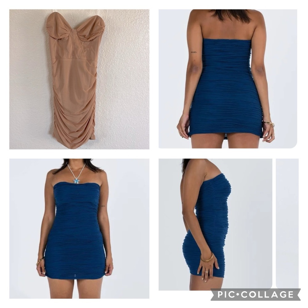 Princess Polly Nude Ruched Bodycon Mini Dress Size Small